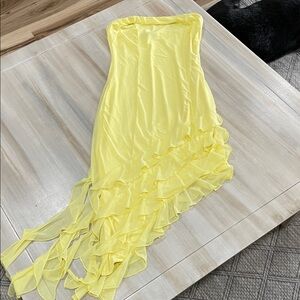 Elegant Yellow Strapless Dress